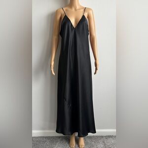 NWT Victoria's Secret Sleek Black Maxi Dress Large 100% Silk